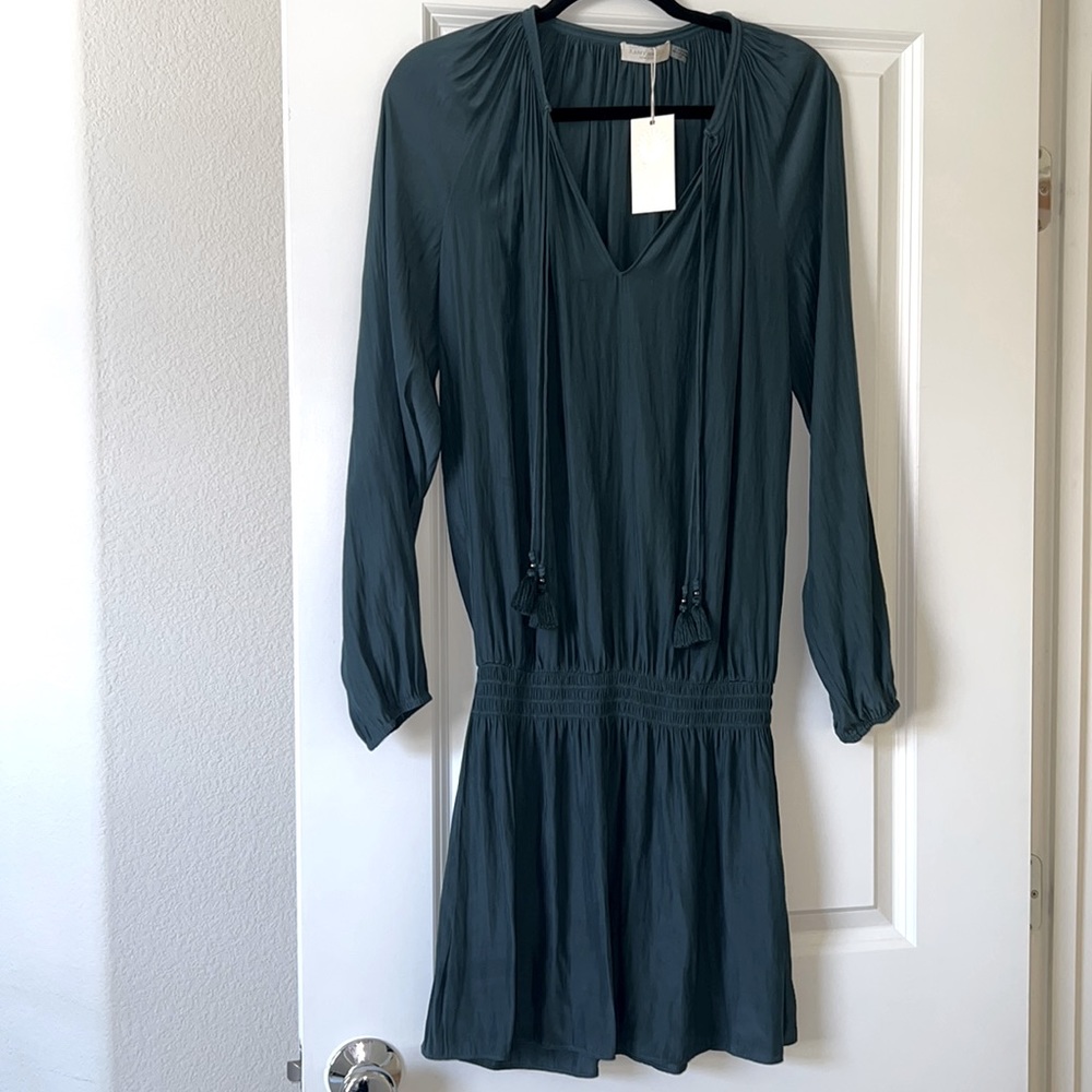 New Ramy Brook London Tassel Tie Dress in Spruce Size S